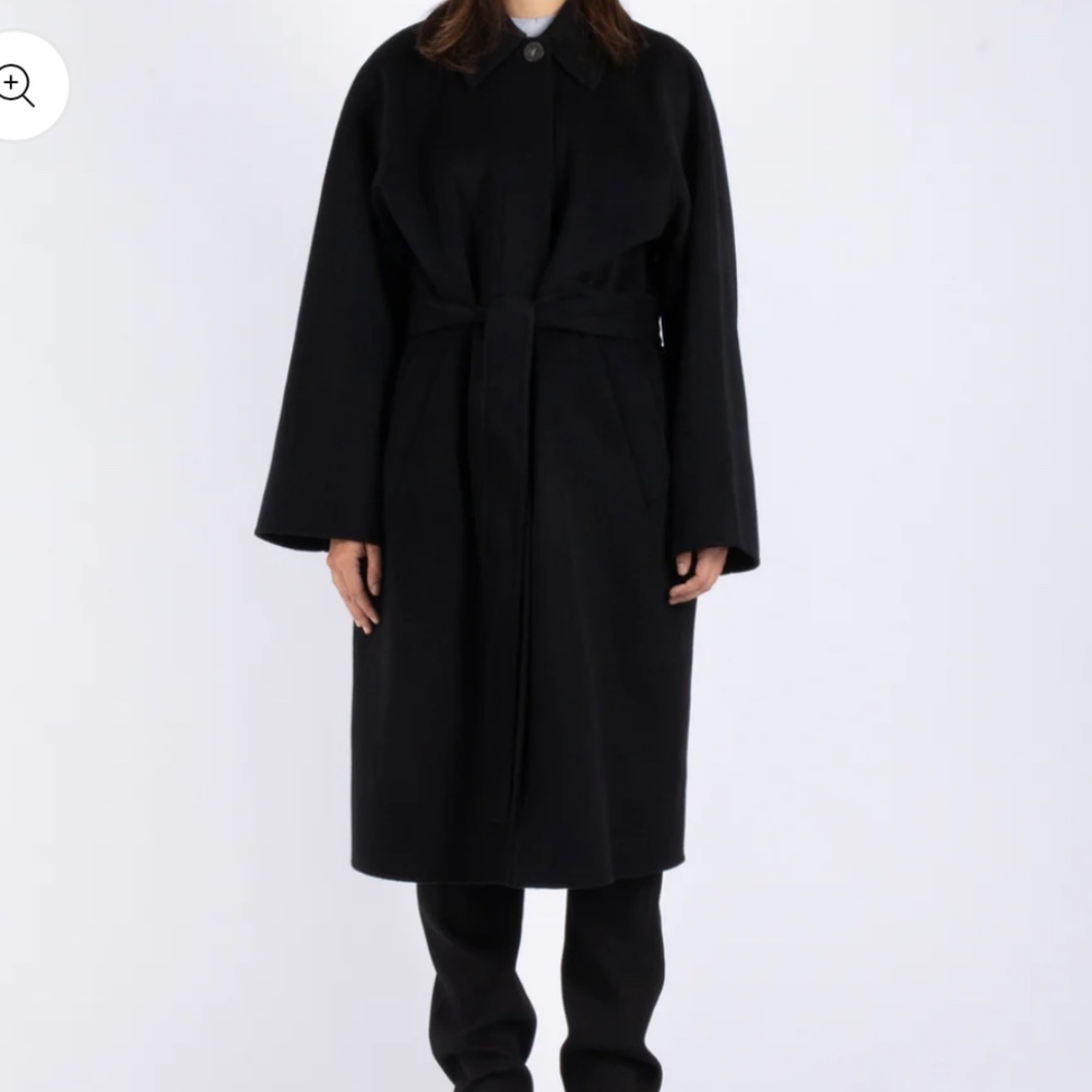 Acne Studios Orea Belted Wool Coat Black - Picture 4 of 8